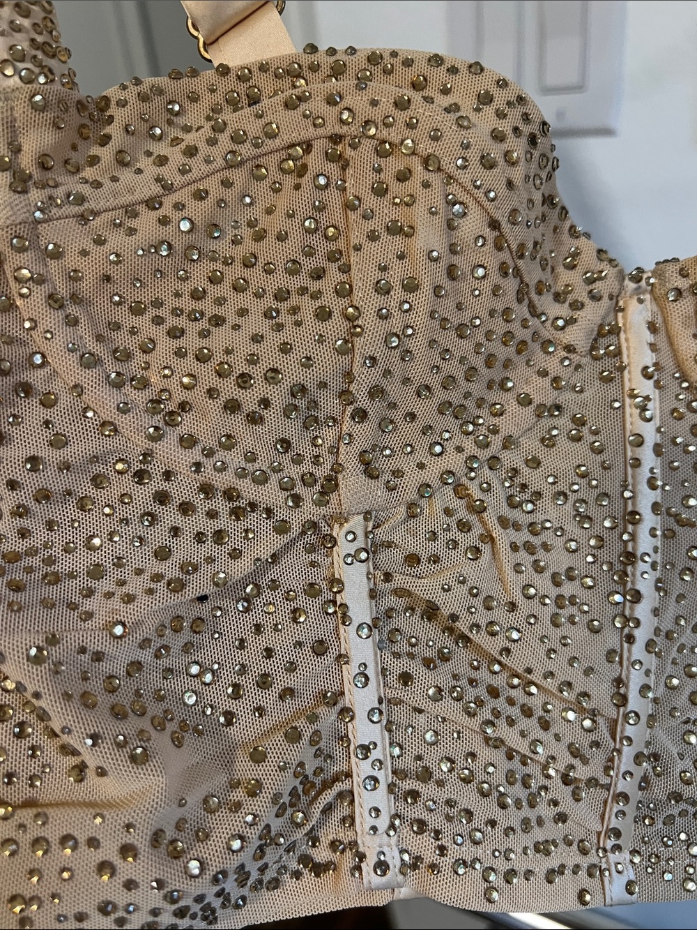 Embellished Light tan Satin Bustier Top Oh Polly - Picture 3 of 10